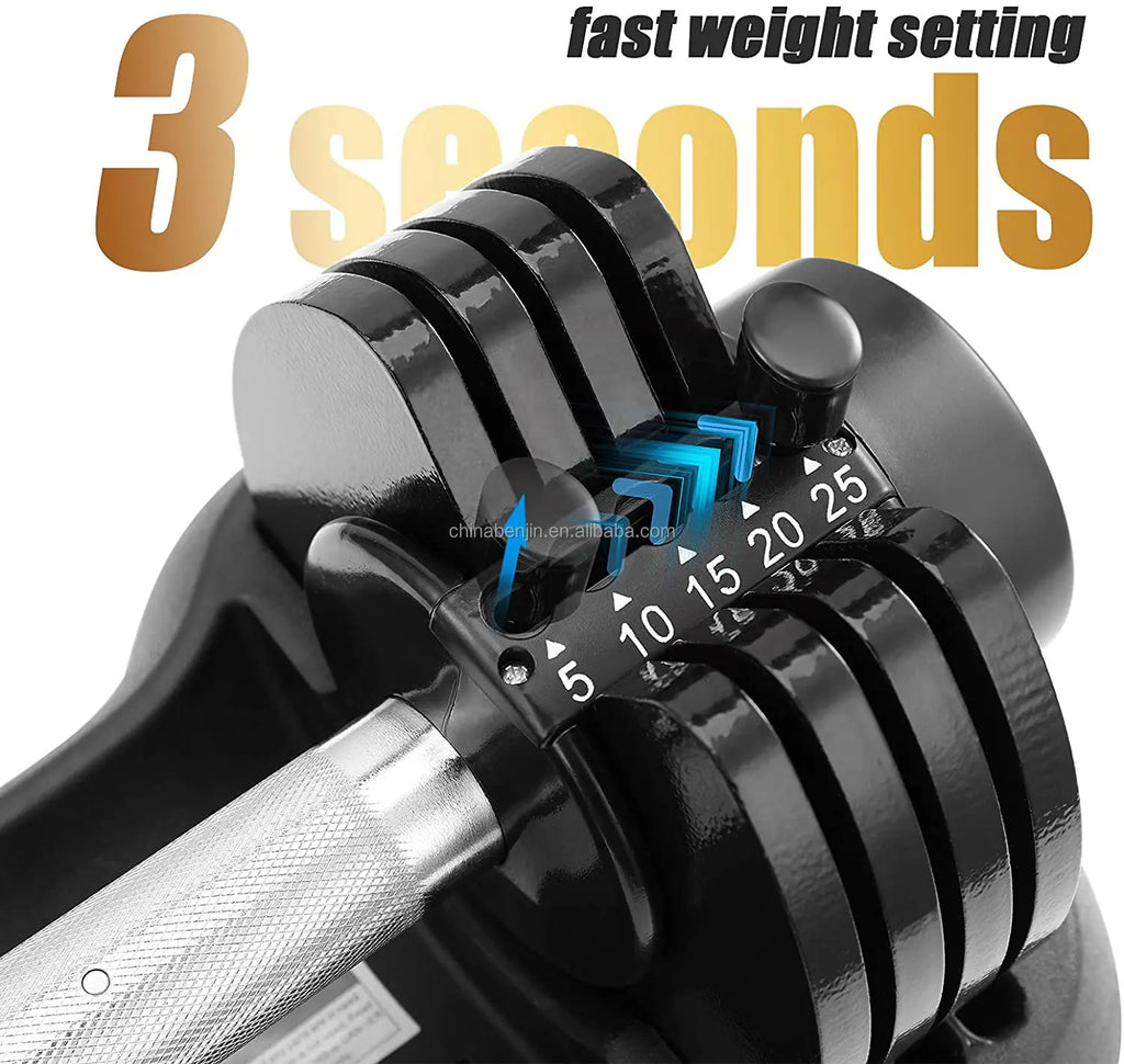 Adjustable Cast Iron Dumbbell 25LB Weight Lifting Home Gym Bodybuilding 5 1 11KG Free Weights Glide Easy to Use